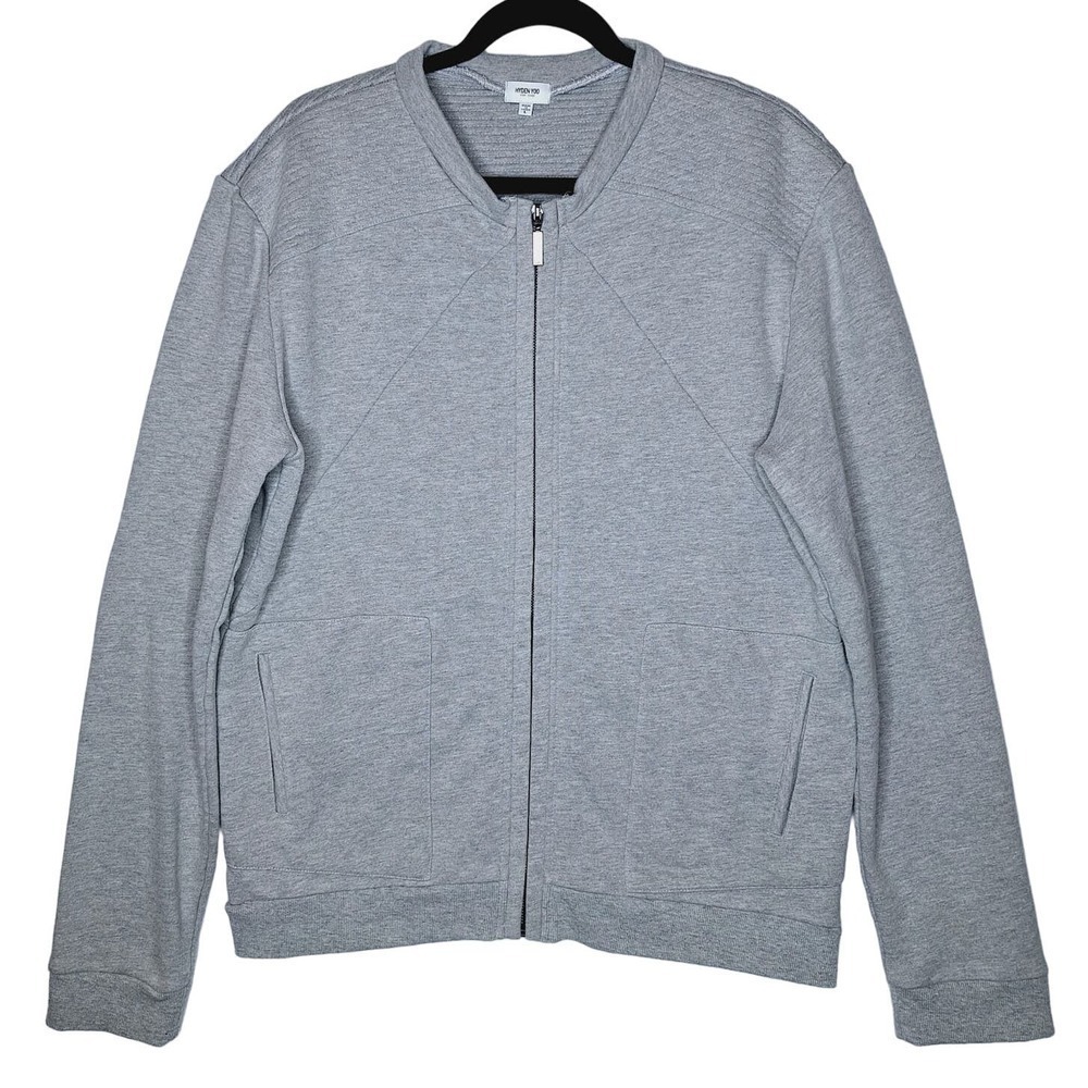 Hyden Yoo Men's Large Full Zip Bomber Sweatshirt Jacket Terry Cotton Gray